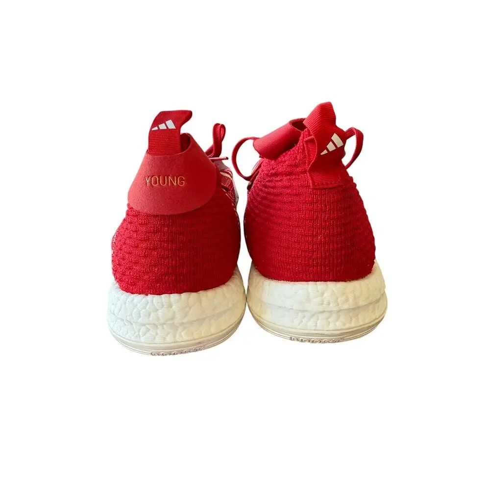 Adidas Men's Red Textured Knit Trae Young 2.0 Sneaker Shoes Size 17